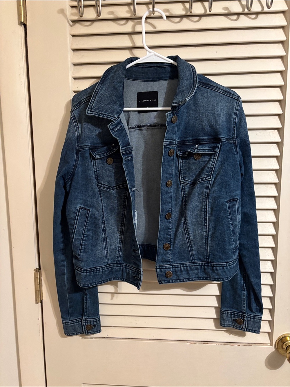 Celebrity Pink Blue Denim Jacket - Lightweight Shirt Jacket
